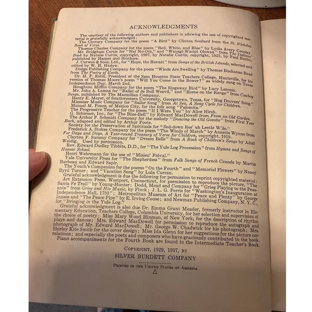 The Music Hour Fourth Book Dedicated to Edward MacDowell Song Book 1937